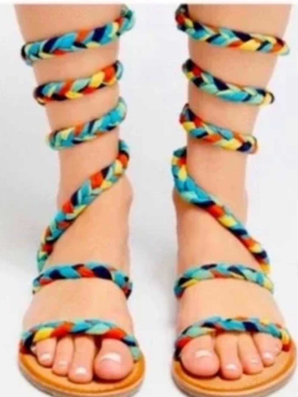 Free People Multicolor Braided Wrap Gladiator Sandals, size 41